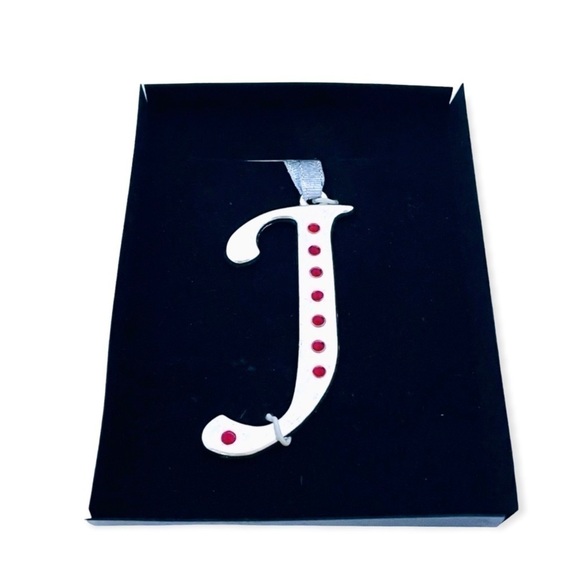 Silver Plated Holiday Monogram Ornament with Jewels - Picture 2 of 3